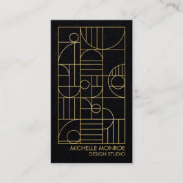 Tarjeta De Visita Arte Deco Geométrico Moderno Papel Falso Dorado/Ne