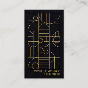 Tarjeta De Visita Arte Deco Geométrico Moderno Papel Falso Dorado/Ne