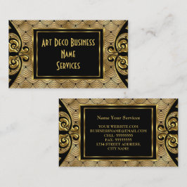 Tarjeta De Visita Arte Deco Moderno Elegante Dorado Negro 1930