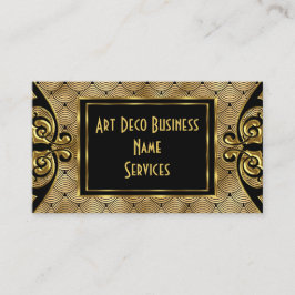 Tarjeta De Visita Arte Deco Moderno Elegante Dorado Negro 1930