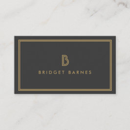 TARJETA DE VISITA ARTE DECO MONOGRAMA LOGO INICIAL EN ORO Y GRIS