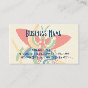 Tarjeta De Visita Arte Deco Vintage Jazz Pochoir Jardín Mariposas