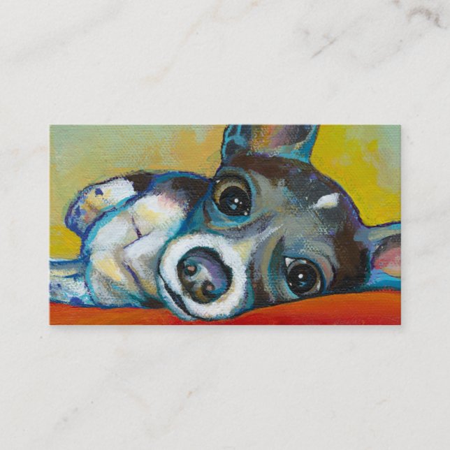 Tarjeta De Visita Arte del perro de la chihuahua - pintura adorable (Anverso)