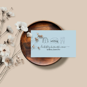 Tarjeta De Visita Arte dental de blanqueamiento dental suave azul