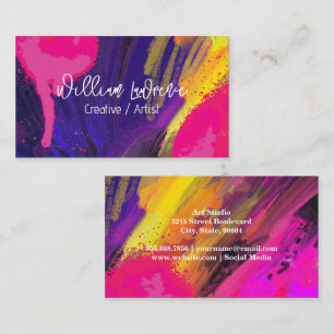Tarjeta De Visita Arte expresivo   Paint Brush Stroke and Spatter