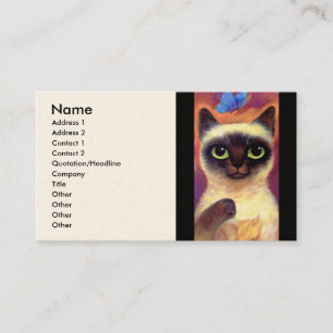 Tarjeta De Visita Arte felino de la mariposa del gato siamés - mult