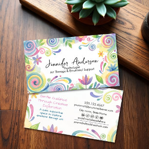 Tarjeta De Visita Arte floral acuarela caprichoso