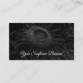 Tarjeta De Visita Arte Floral Blanco Y Negro Con Girasol Elegante