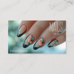 Tarjeta De Visita Arte floral de uñas de moda Manicurista 