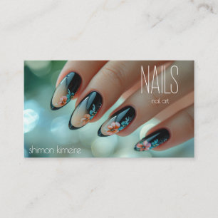 Tarjeta De Visita Arte floral de uñas trendy lealtad de manicurista 