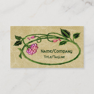 Tarjeta De Visita Arte floral rosado Nouveau