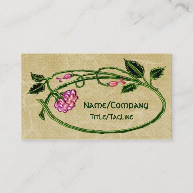 Tarjeta De Visita Arte floral rosado Nouveau (Anverso)