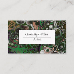 Tarjeta De Visita Arte fluido abstracto de mármol verde y marrón