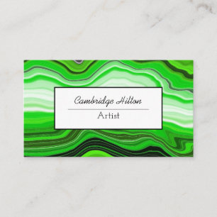 Tarjeta De Visita Arte fluido abstracto verde y negro  