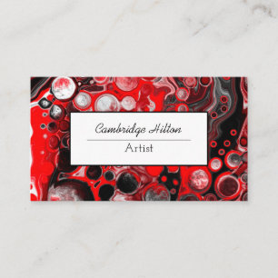Tarjeta De Visita Arte fluido de resumen rojo, negro y blanco