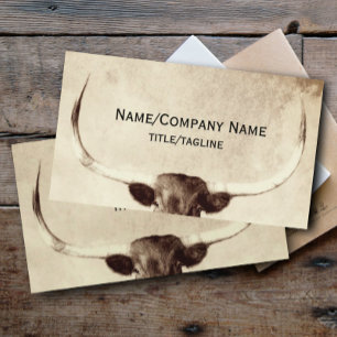 Tarjeta De Visita arte fotográfico de vaca de longhorn sepia country