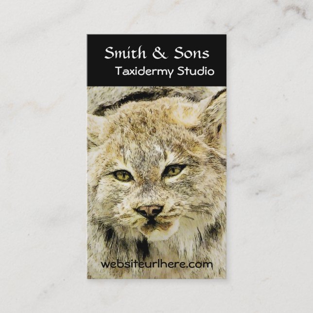 Tarjeta De Visita Arte fotográfico del Taxidermy salvaje del lince (Anverso)