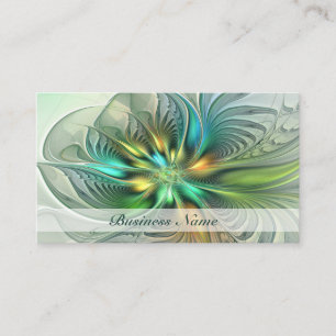 Tarjeta De Visita Arte fractal de flores abstractas de fantasía colo