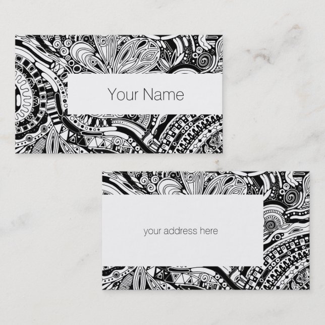 Tarjeta De Visita Arte Geométrico Negro Y Blanco 15 (Anverso / Reverso)