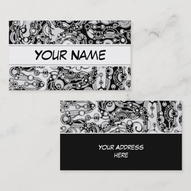 Tarjeta De Visita Arte Geométrico Negro Y Blanco 3 (Anverso / Reverso)