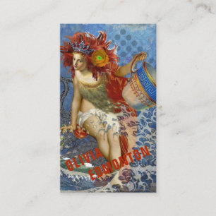 Tarjeta De Visita Arte gótico de sirena de Acuario azul