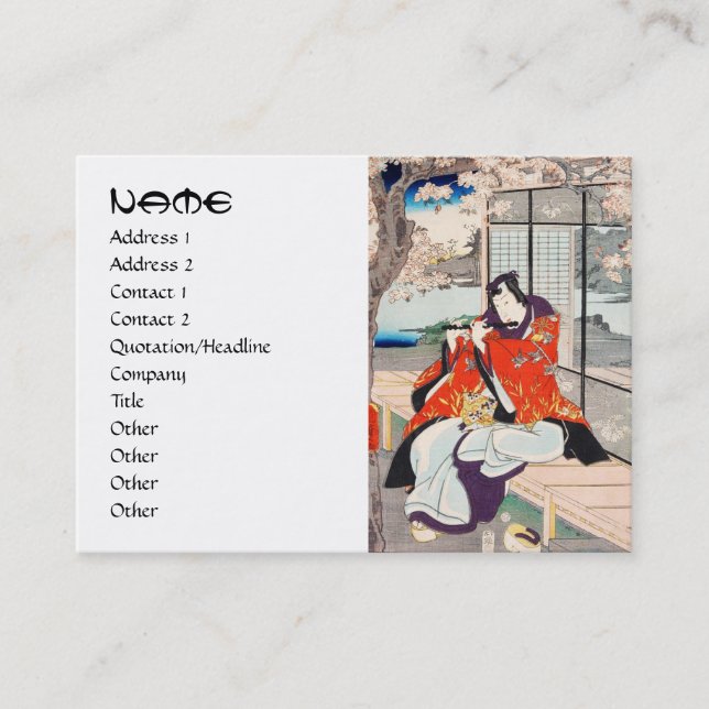 Tarjeta De Visita Arte japonés del jugador de flauta del ukiyo-e del (Anverso)