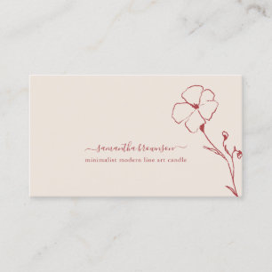 Tarjeta De Visita Arte lineal botánico floral beige terracota modern