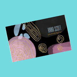 Tarjeta De Visita Arte moderno abstracto de oro negro rosa azul