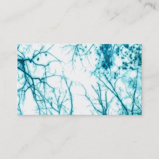 Tarjeta De Visita arte natural elegantes ramas de árboles azules (Anverso)