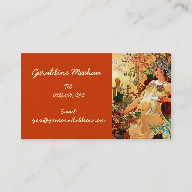 Tarjeta De Visita Arte Nouveau del vintage personal (Anverso)