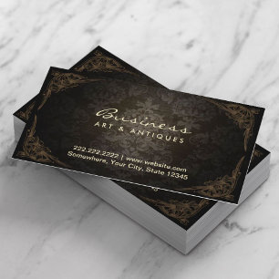 Tarjeta De Visita Arte oscuro elegante del damasco y distribuidor