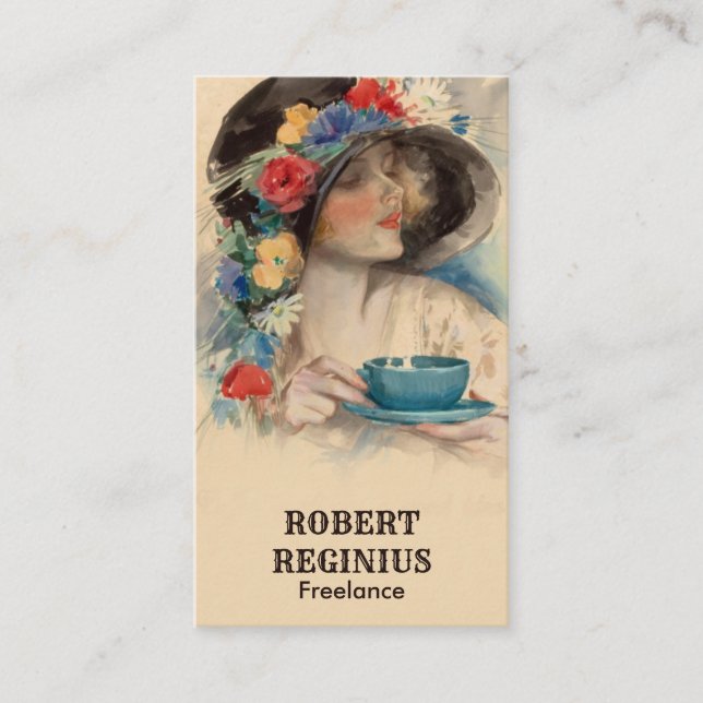 Tarjeta De Visita Arte para beber café de época (Anverso)