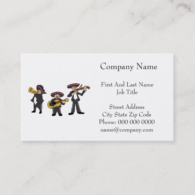 Tarjeta De Visita Arte Personalizado musical de Mariachi Fiesta (Anverso)