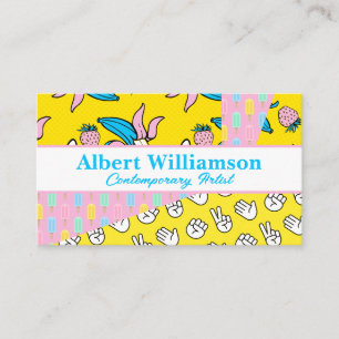 Tarjeta De Visita Arte pop   Bloque de color de patrones   Colorido