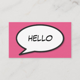 Tarjeta De Visita Arte Pop de Cómic HOLA Rosa