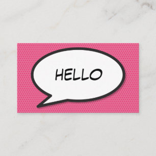 Tarjeta De Visita Arte Pop de Cómic HOLA Rosa