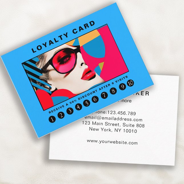 Tarjeta De Visita Arte pop moderno de moda Lealtad 10 Salón (Subido por el creador)
