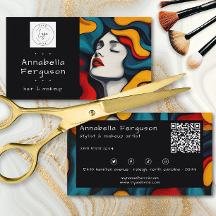 Tarjeta De Visita Arte Pop Moderno Retro Colorido Logotipo de Cabell