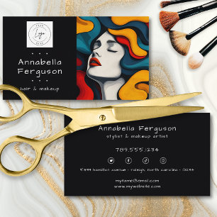 Tarjeta De Visita Arte Pop Moderno Retro Logotipo Colorido de Cabell