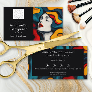 Tarjeta De Visita Arte Pop Moderno Retro Logotipo Colorido de Cabell