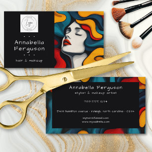 Tarjeta De Visita Arte Pop Moderno Retro Logotipo Colorido de Cabell