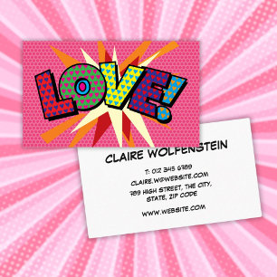 Tarjeta De Visita Arte Pop Personalizado de Cómic LOVE