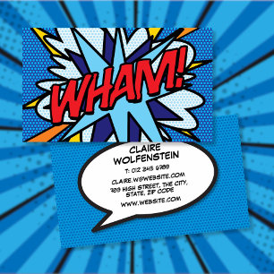 Tarjeta De Visita Arte Pop Personalizado de Cómic WHAM