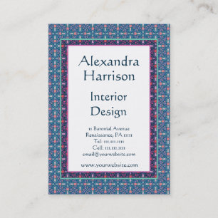 Tarjeta De Visita Arte renacentista y estampado de flores verde de