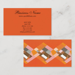Tarjeta De Visita Arte Retro Deco Jazz Naranja Patrón de Diamante Vi
