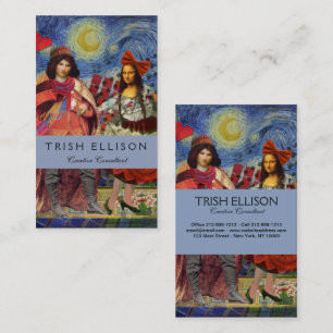 Tarjeta De Visita Arte Romántico Divertido y Colorido de la Mona Lis