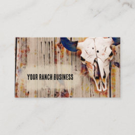 Tarjeta De Visita Arte rústico occidental vintage Brown Bull Skull