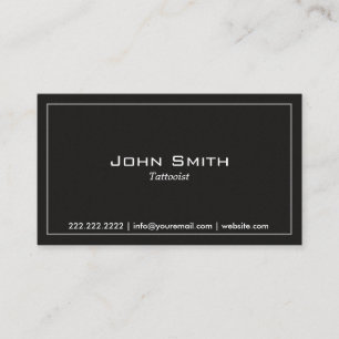 Tarjeta De Visita Arte Tatutto Minimalista Simple Llanura Oscura