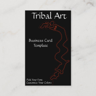 Tarjeta De Visita Arte Tribal Logotipo Rojo