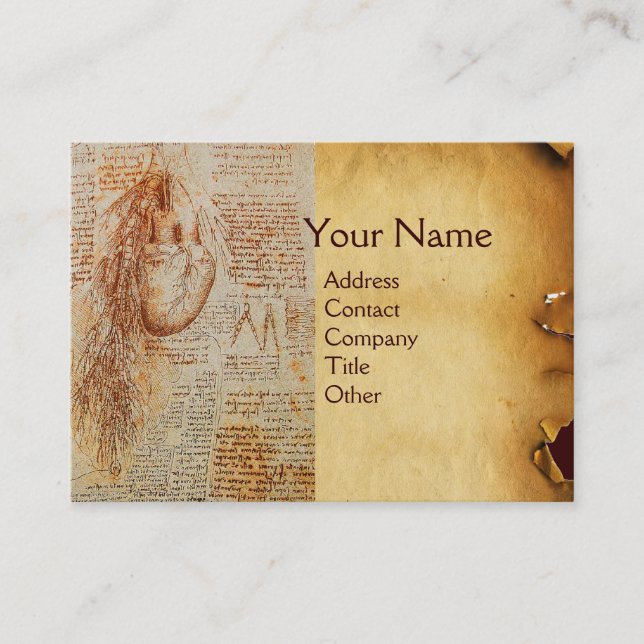 Tarjeta De Visita Arterias coronarias y bronquiales, Médica, médico (Anverso)